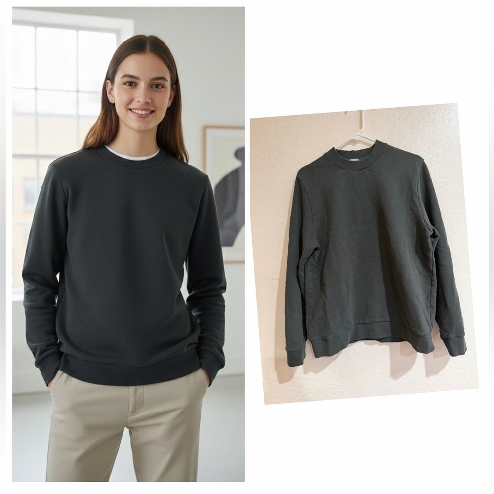 COS Charcoal Crewneck Pullover Sweater Sweatshirt size L